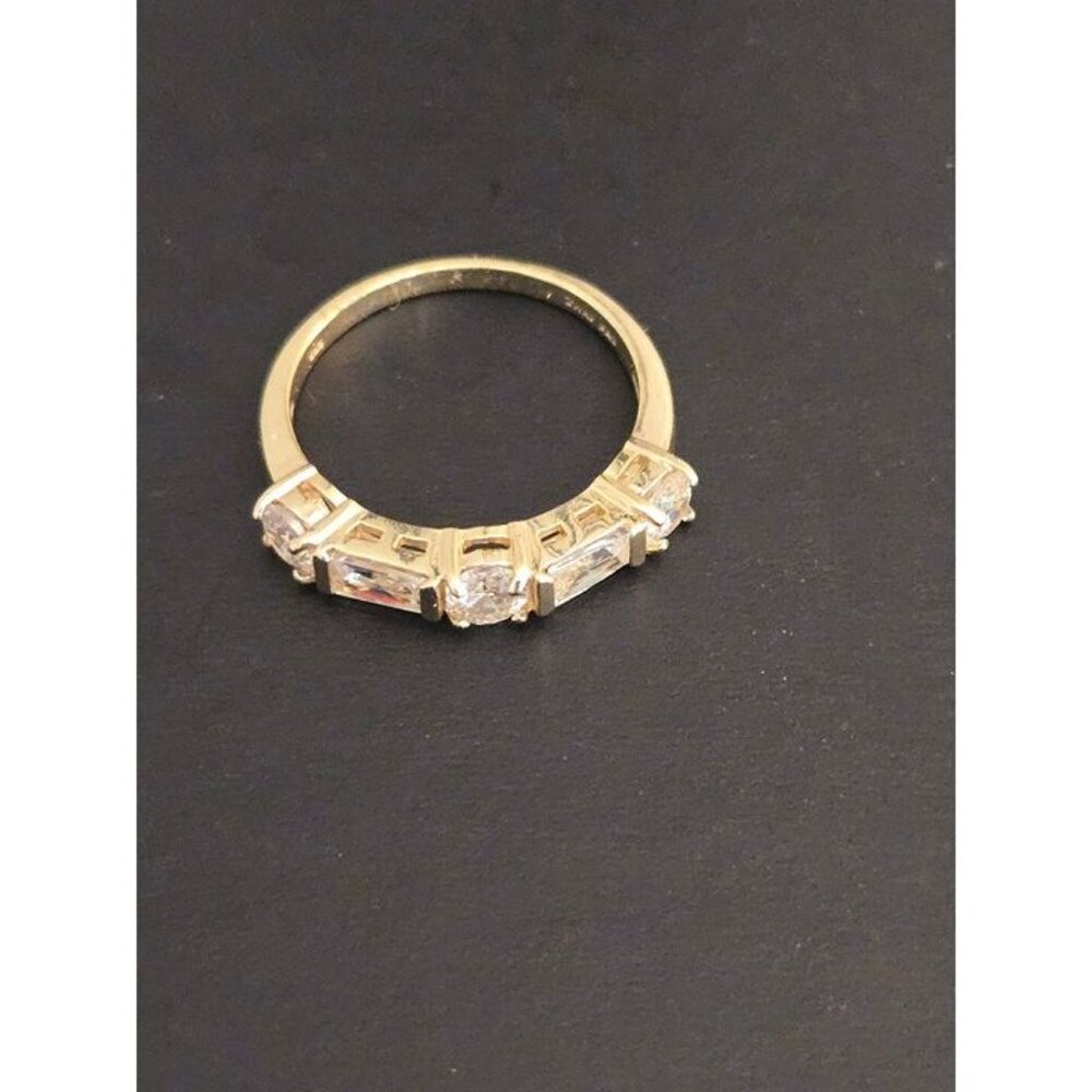 Gold-Plated Sterling Silver Five-Stone Ring, Size 8